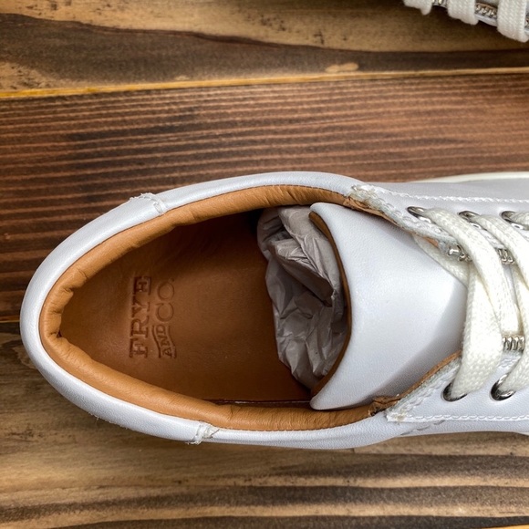 FRYE White Moto Biker Lace Sneaker Zipper Shoes - Picture 4 of 7